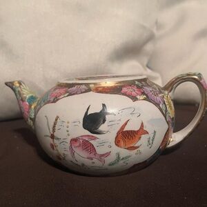 Vintage Asian Fish Design Teapot  1950s